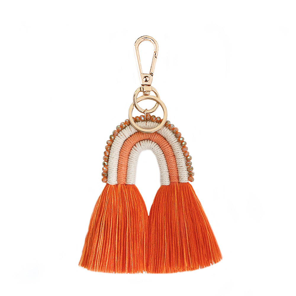 Wholesale Tassel Keychain Rice Bead Rope Weaving Manual Weaving